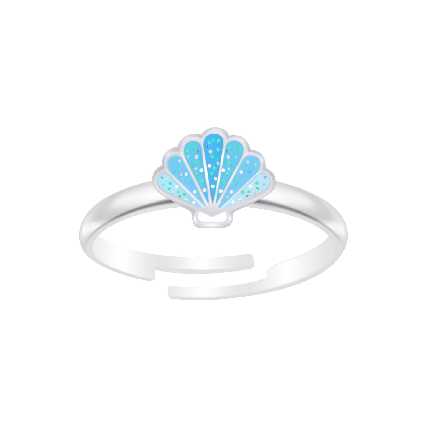Girls' Sterling Silver Shell Adjustable Ring