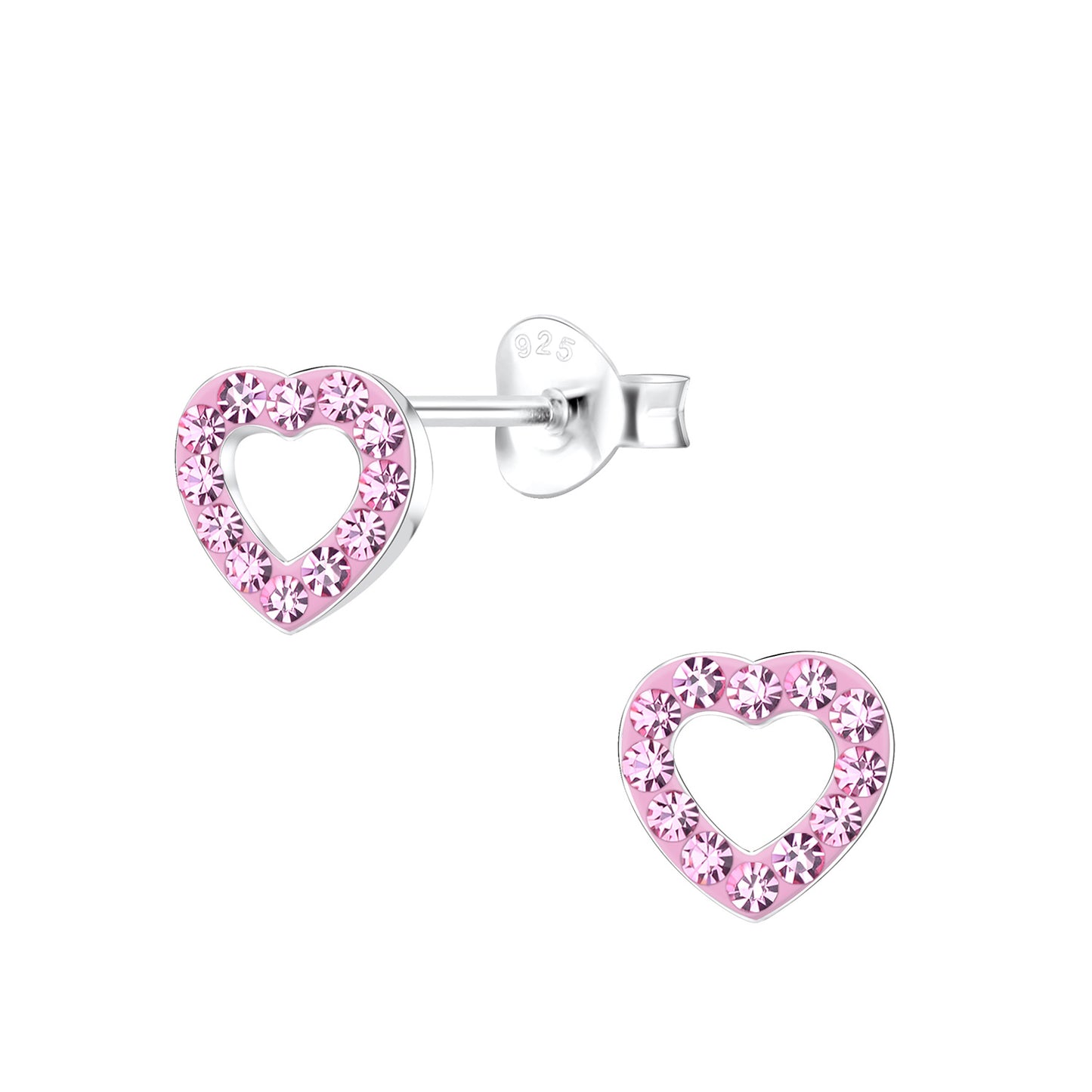 Children's Sterling Silver Pink Heart Stud Earrings