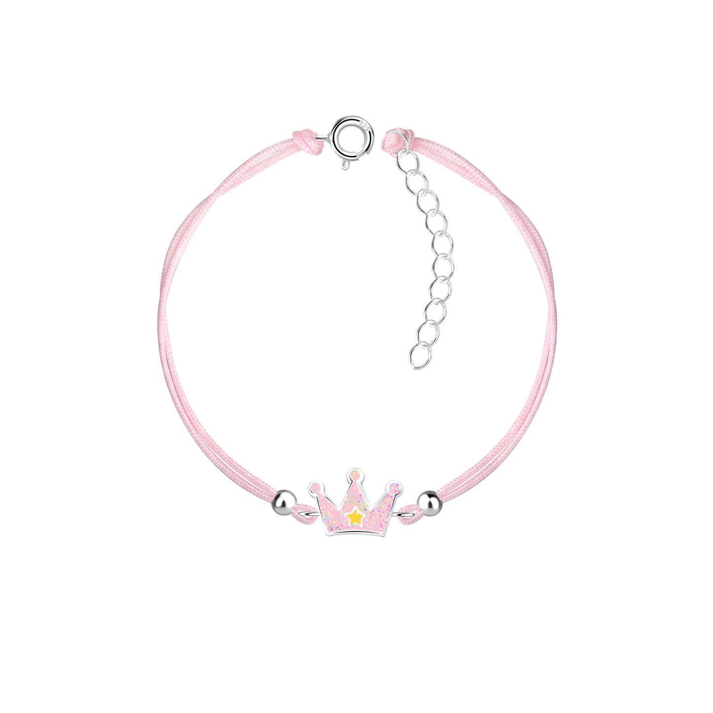Children's Sterling Silver Crown Cord Bracelet