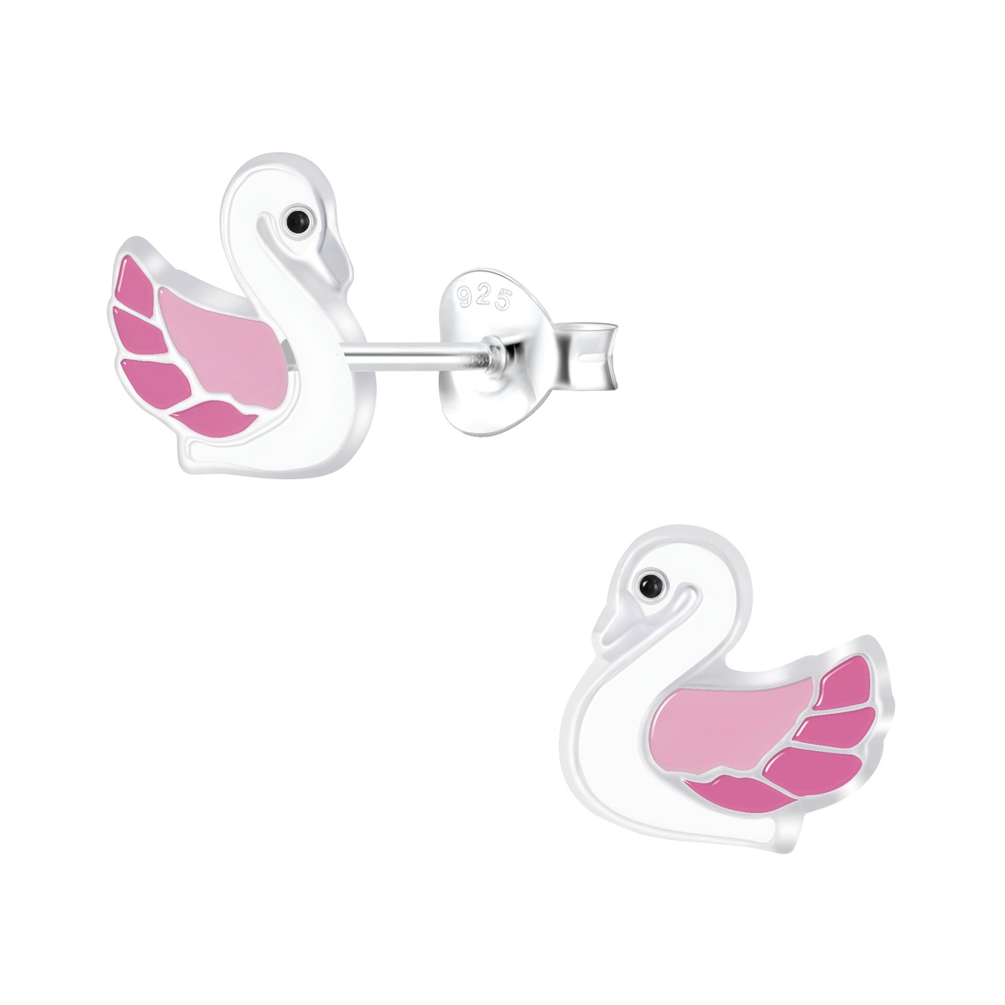 Girls' Sterling Silver Swan Stud Earrings