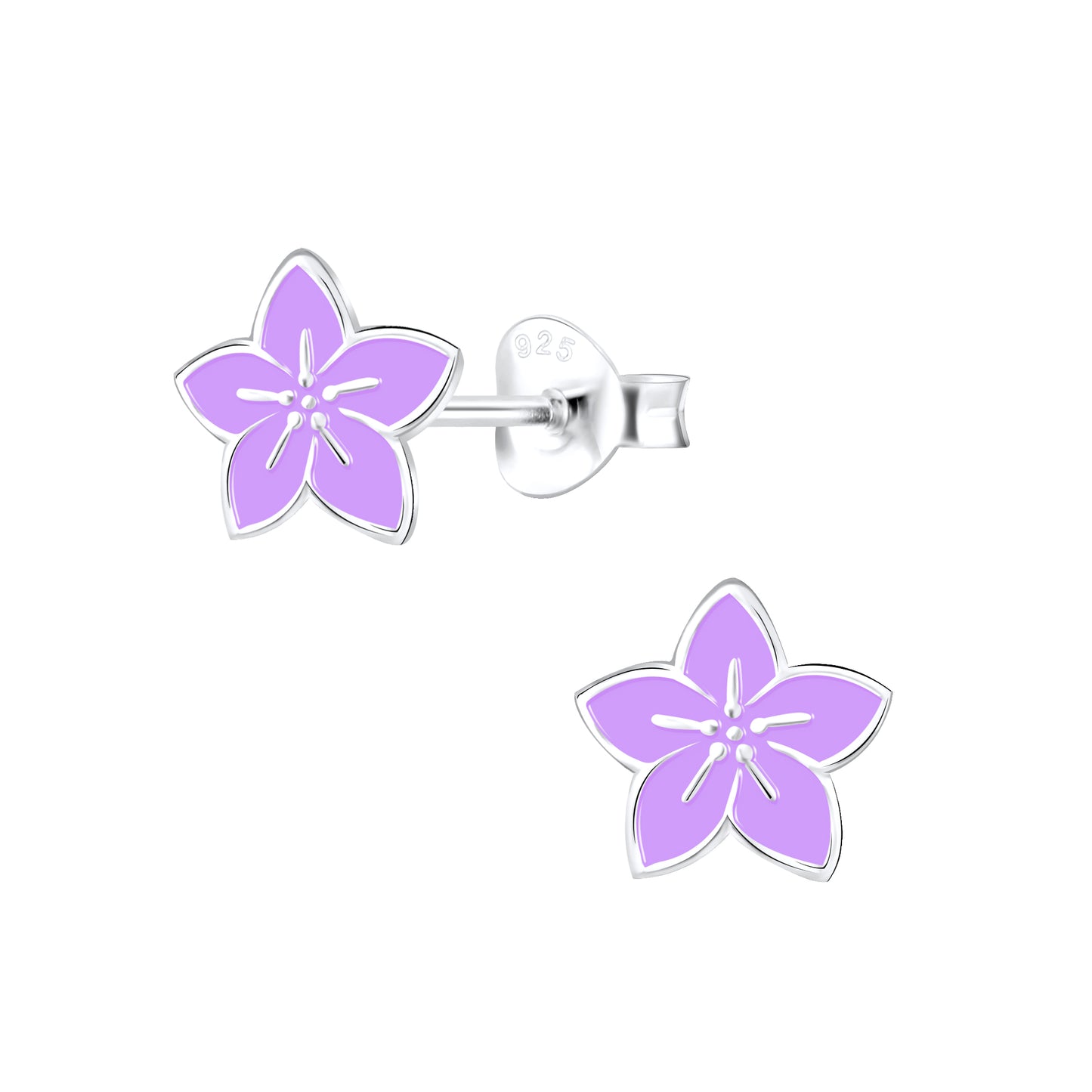 Girls' Sterling Silver Purple Flower Stud Earrings