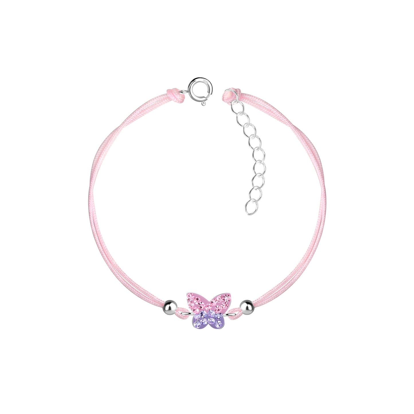 Girls' Sterling Silver Butterfly Cord Bracelet