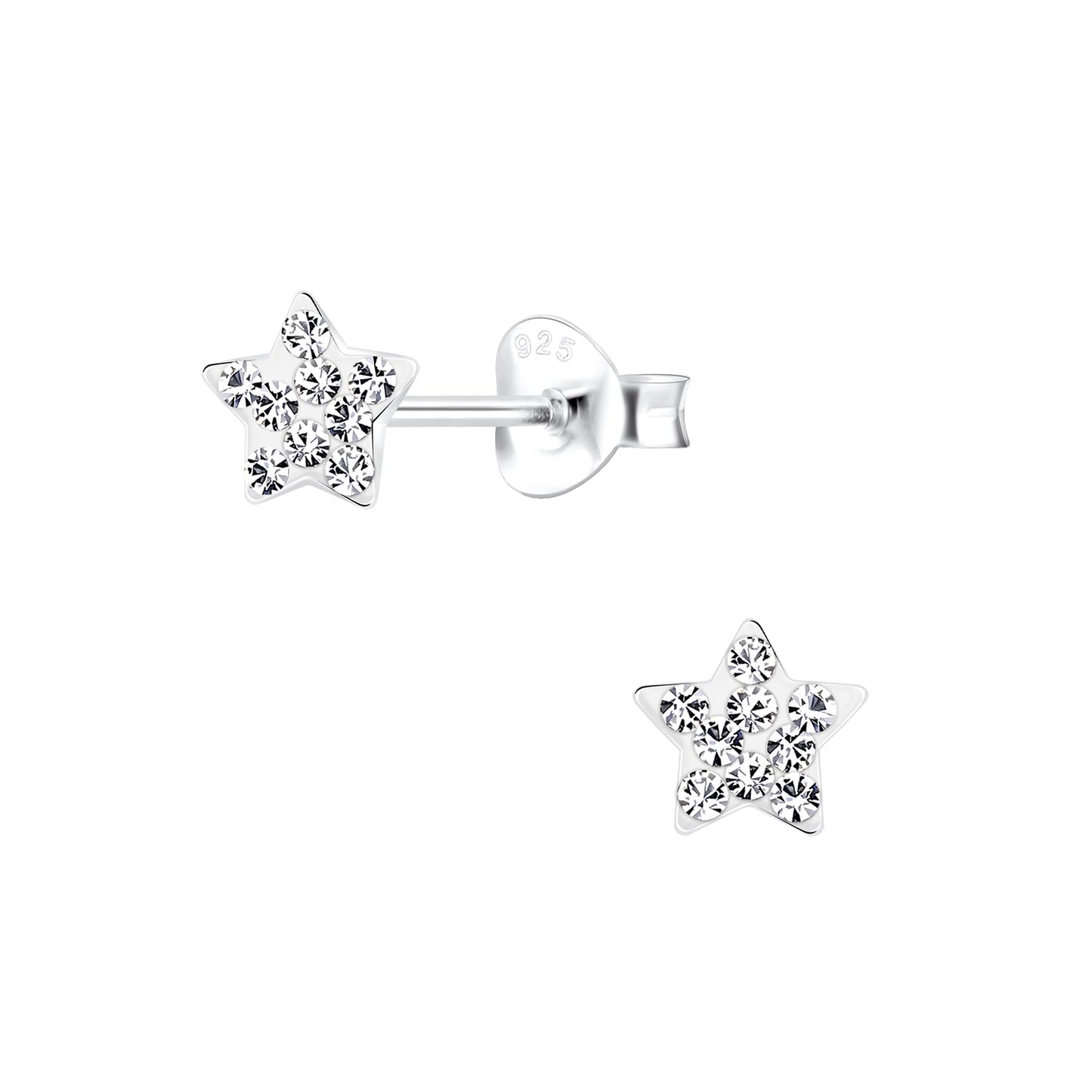 Children's Sterling Silver Star Crystal Stud Earrings