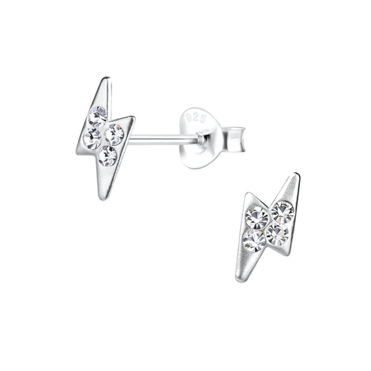 925 Sterling Silver Thunder Bolt Stud Earrings