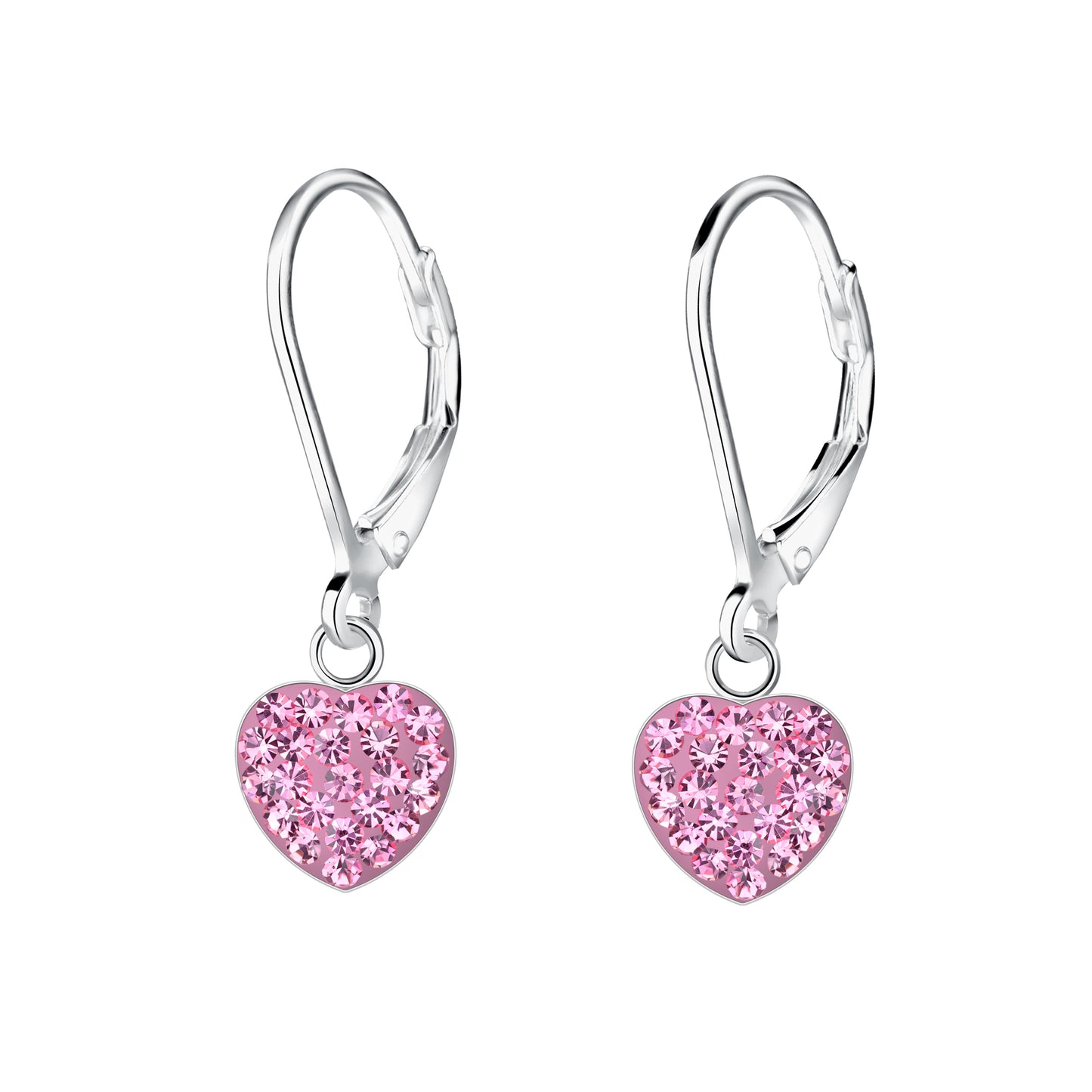 Girls' Sterling Silver Heart Lever Back Earrings